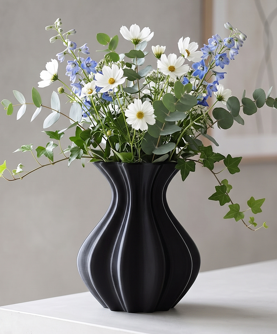 20 cm Siyah Spiral Vazo - 1