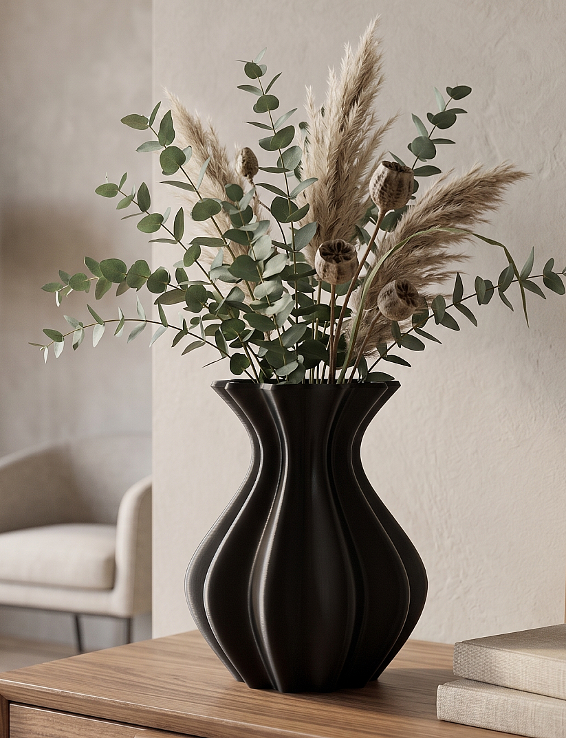 20 cm Siyah Spiral Vazo - 3